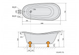 Badewanne freistehend 158x73x72cm Polysan RETRO,Füße Chrom matt, weiß