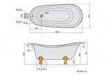 Badewanne freistehend 158x73x72cm Polysan RETRO,Füße weiß, weiß