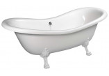 Badewanne freistehend 188x80x71cm Polysan CHARLESTON, Füße weiß, weiß