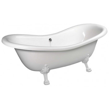 Badewanne freistehend 158x73x72cm Polysan RETRO,Füße brąz, weiß