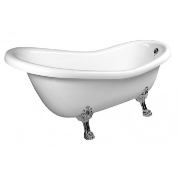 Badewanne freistehend 169x75x72cm Polysan RETRO, Füße weiß, weiß