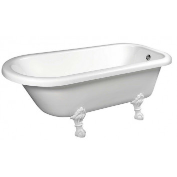 Badewanne freistehend 169x75x72cm Polysan RETRO, Füße brąz, weiß