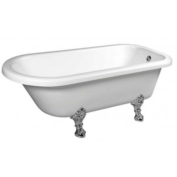 Badewanne freistehend 170x75x64cm Polysan FOXTROT, Füße weiß, weiß