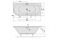 Asymmetrische badewanne 185x80x47cm Polysan VIVA L, links, weiß