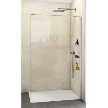 Duschwand freistehend 100x200cm Walk-in, Huppe Select+, transparentes Glas, Profilfarbe silbern matt