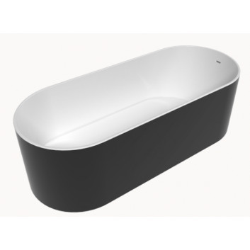 Badewanne freistehend, oval Flaminia Oval Bicolor 170, schwarz Glanz/weiß, Set Ablauf-- sanitbuy.pl