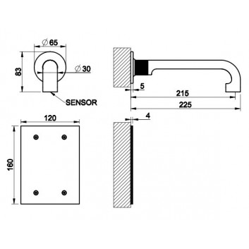 Elektronisch Waschtischarmatur Gessi Inciso, stehend, Höhe 240mm, Chrom