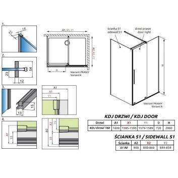 Radaway Furo KDJ Kabine 90x90cm links Glas transparent