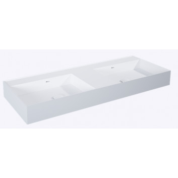 Waschtisch zur Wandmontage links 120.5x45.5cm, Elita Solid-Surface, weiß matt/anthracitematt