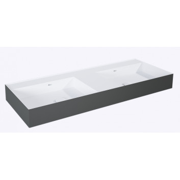 Waschtisch zur Wandmontage links 120.5x45.5cm, Elita Solid-Surface, weiß matt/anthracitematt