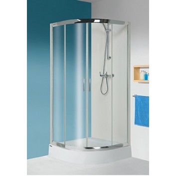 Duschkabine mit eckeinstieg Sanplast KP4/TX5b+BPza halbrund wraz mit Duschwanne, H2030 mm, transparentes Glas, silbernes Profil glänzend- sanitbuy.pl