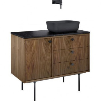 Schrank Unterbau- Elita Legacy, 100cm, Version links, 3 Schubladen, 1 Tür, amerikanischer Nussbaum