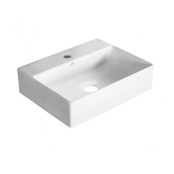 Keramik-waschtisch Laveo Kvadrato 47x36 cm Aufsatz, ohne Hahnloch na baterie - weiß