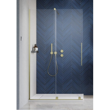 Duschkabine Radaway Furo Brushed Gold Walk-in 1200x2000 mm, ze stabilizatorem poprzecznym, rechte Version - Glas transparent, profil golden szczotkowany