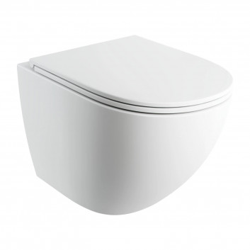 Bezkołnierzowa Becken Toiletten- hängend OMNIRES OTTAWA COMFORT mit WC-Sitz mit Softclosing, 54 x 37 cm - weiß matt