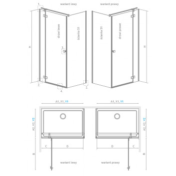 Tür Kabine prysznicowej Radaway Essenza 8 KDJ 80, links, 800x2000mmm, Glas transparent, Chrom