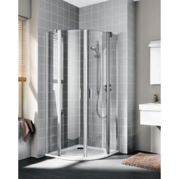 Pendeltür Kermi Filia XP 1-Schwing- mit Festfeld, otwierane w prawo, szer. 90 cm, wys. 200 cm, silbernes Profil, Glas transparent z KermiClean