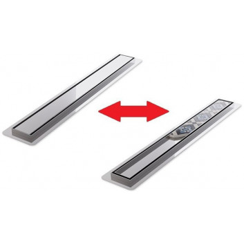 Ablaufrinne, pełny Set, Wiper New Premium, 600mm, wzór Ponente, Finish szlif