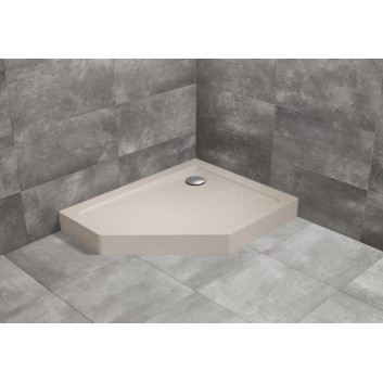 Duschwanne fünfeck lewy mit Verkleidung Radaway Doros PT E Compact 100x80cm - stone kaszmirowy