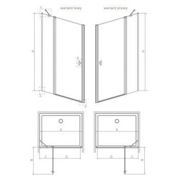 Tür Dusch- Radaway Nes KDS II 120, links, 1200x2000mm, silbern profil