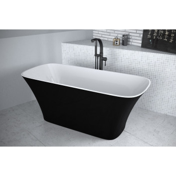 Badewanne freistehend Besco Keya B&W, 165x70cm, oval, schwarz/weiß