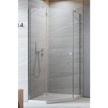 Kabine Fünfeck Essenza PTJ 90x90 Tür rechts, Glas transparent, Radaway ESSENZA PTJ - Chrom