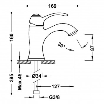 Bidetarmatur Tres-Clasic - Messing antyczny