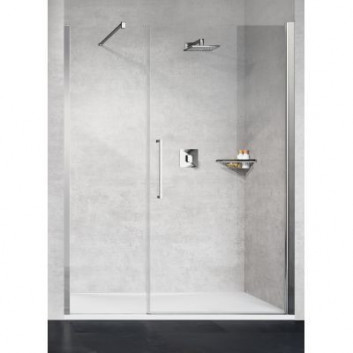 Tür Dusch- für die Nische Novellini Young 2.0 1BS Falt-, zakres regulacji 77-81 cm, profil Chrom, transparentes Glas, rechte Version