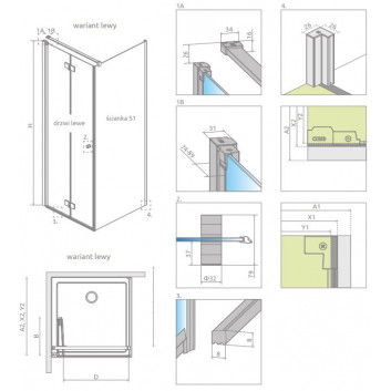 Duschkabine Radaway Modo X I 120, przejrzysta, 1180x2000mm