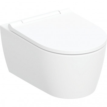 Wand-wc WC Geberit ONE, TurboFlush, mit Sitz WC-, panel dekoracyjny: Chrom glänzend