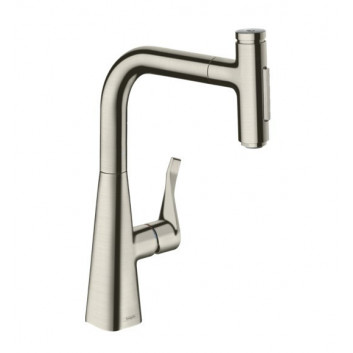 Küchenarmatur Hansgrohe Metris Select M71, Einhebel- 320, herausziehbarer Auslauf, 2jet, sBox - Edelstahl finish