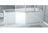 Asymmetrische badewanne links Besco Integra 150x75cm + parawan 3-skrzydłowy, weiß