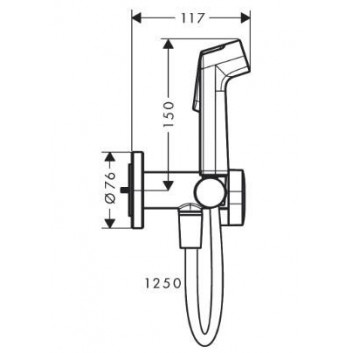 Brausekopf Hansgrohe Bidette 1 jet S EcoSmart dla wody zimnej mit Griff i wężem Dusch- 125 cm - Chrom