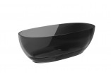 Badewanne freistehend Besco Xara 160x75 cm oval Carbon Grey, maskownica schwarz matt