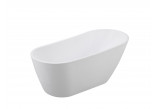 Badewanne freistehend Besco Navia 150x80 cm oval weiß, maskownica syfonu z Überlauf weiß