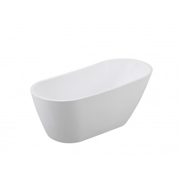 Badewanne freistehend Besco Navia 150x80 cm oval weiß, maskownica syfonu z Überlauf weiß