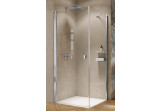 Schwingtür Huppe Solva teilweise mit Rahmen Viereck 80x200 cm, Halterung links, montaż auf der Duschwanne - Glas transparent Anti-Plaque, Profil silbern glänzend