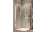 Schwingtür Huppe Solva teilweise mit Rahmen Viereck 80x200 cm, Halterung links, montaż auf der Duschwanne - Glas transparent Anti-Plaque, Profil silbern glänzend
