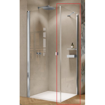 Schwingtür Huppe Solva teilweise mit Rahmen Viereck 80x200 cm, Halterung links, montaż auf der Duschwanne - Glas transparent Anti-Plaque, Profil silbern glänzend