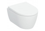 Becken WC hängend Geberit iCon 53x36 cm, bez kołnierza, spłukiwanie wirowe mit WC-Sitz mit Softclosing - weiß