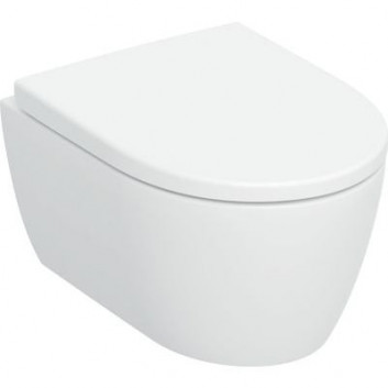 Becken WC hängend Geberit iCon 53x36 cm, bez kołnierza, spłukiwanie wirowe mit WC-Sitz mit Softclosing - weiß