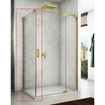 Tür Dusch- SanSwiss Cadura CA13 links, 90x200 cm, einteilig mit festem Element w linii - Glas transparent, profil golden