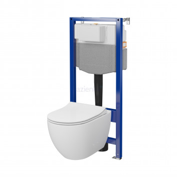 Set Cersanit C205: Gestell Aqua 50 PNEU QF MZ + Wand-WC City Pro Oval DUR WO ŁW mit WC-Sitz mit Softclosing