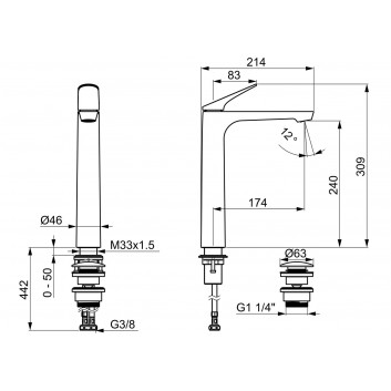Waschtischarmatur HansaGenesis, stehend, Einhebel- - Chrom