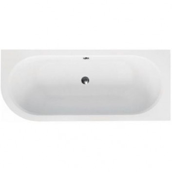 Badewanne freistehend Besco Avita A-line z z Überlauf szczelinowym, mit Siphon und Stöpsel klik-klak 160x75cm, Version links, Acryl-, weiß