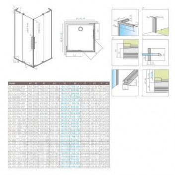 Kabine Radaway Furo SL KDD 80, profil Chrom Glanz, Glas transparent, Teil links