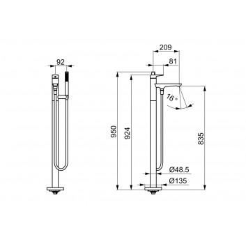 Waschtischarmatur HansaGenesis mit Seitengriff mieszacza, stehend, Einhebel- - Chrom
