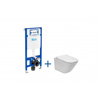 Set Unterputz Roca DUPLO ONE + Becken WC abgehängt GAP ROUND COMPACTO RIMLESS mit Sitz SLIM, weiß
