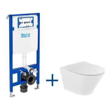 Set Unterputz Roca DUPLO ONE + Becken WC abgehängt ONA RIMLESS COMPACTO mit WC-Sitz mit Softclosing SLIM, weiß