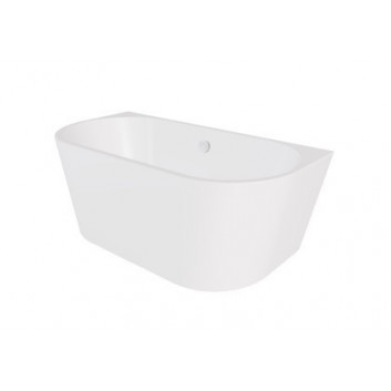 Badewanne zur Wandmontage Besco Vica New, 170x80 cm, Acryl-, weiß + Ablaufgarnitur golden z napełnieniem przez Überlauf